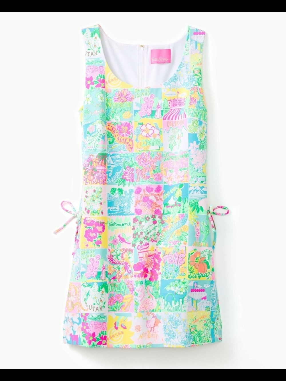 Lilly Pulitzer Sleeveless Patchwork Print Shift Dress - Turquoise & Pink